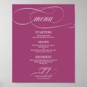 Poster Panneau de menu Mariage simple élégant pour châssi (Devant)