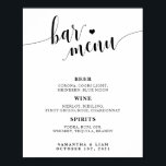Poster Panneau de menu minimaliste de la barre de Mariage<br><div class="desc">Cette enseigne est parfaite pour être affichée à votre mariage afin de faire connaître à vos invités ce qui est disponible au bar.</div>