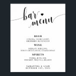 Poster Panneau de menu minimaliste de la barre de Mariage<br><div class="desc">Cette enseigne est parfaite pour être affichée à votre mariage afin de faire connaître à vos invités ce qui est disponible au bar.</div>