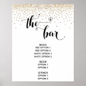 Poster Panneau de menu « The Bar » Heart Script & confett (Devant)