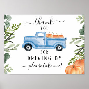 Poster Panneau de Merci citrouille par Baby shower