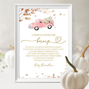 Poster Panneau de message de Baby Shower d'automne de la