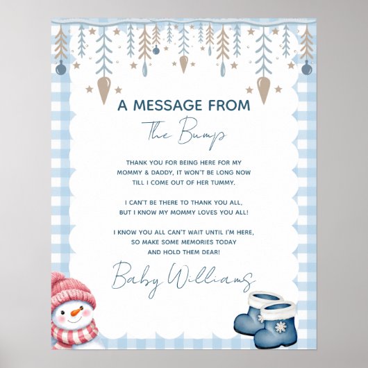 Poster Panneau de Message de Bébé pour Shower d'Hiver (Devant)