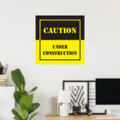 Poster panneau de mise en garde en construction (Bureau à domicile)
