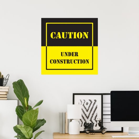 Poster panneau de mise en garde en construction (Bureau à domicile)