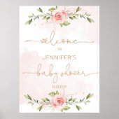 Poster Panneau de mousse de baby shower d'or floral (Devant)
