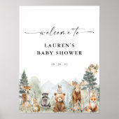 Poster Panneau de Naissance Animaux de la Forêt à l'Aquar (Devant)
