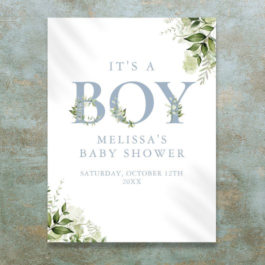 Poster Panneau de Naissance Garçon Vert Bleu