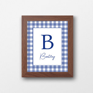 Poster Panneau de nom de la nurserie bébé à carreaux Ging