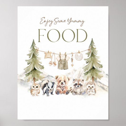 Poster Panneau de nourriture Aventure en forêt Garçon Bab (Devant)