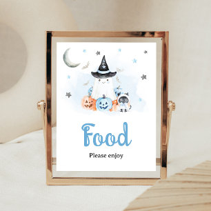 Poster Panneau de nourriture Blue Halloween Little Boo