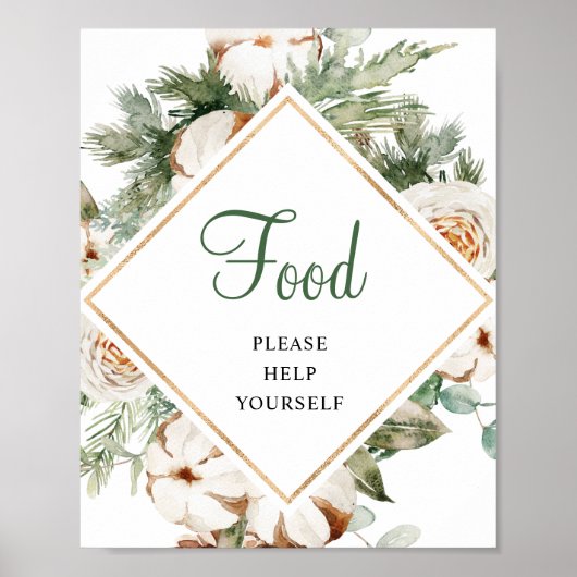 Poster Panneau de Nourriture de Mariage d'Hiver de Pin (Devant)