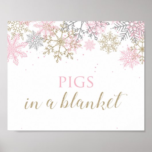 Poster Panneau de nourriture flocon de neige rose Winter (Devant)