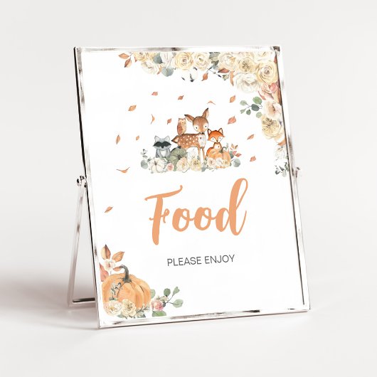 Poster Panneau de nourriture pour animaux de la forêt flo