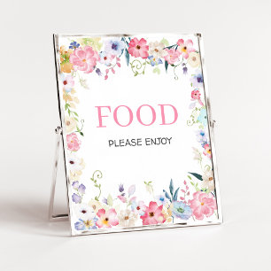 Poster Panneau de nourriture pour Baby Shower Fleur de Bé