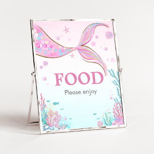 Poster Panneau de nourriture pour Baby Shower Sirène
