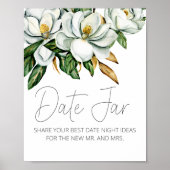 Poster Panneau de nuit de date rustique à fleurs de magno (Devant)