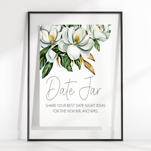 Poster Panneau de nuit de date rustique à fleurs de magno