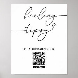 Poster Panneau de paiement de pourboire moderne pour barm