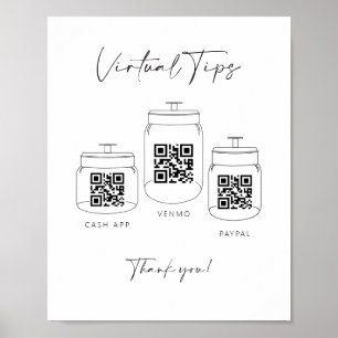 Poster Panneau de paiement Triple Tip Jar Scan QR Code Ca