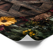 Poster Panneau de paix en bois rustique avec fleur sauvag (Coin)