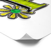 Poster Panneau de Paix Rétro & Fleurs (Coin)