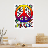 Poster Panneau de Paix Rétro & Fleurs (Cuisine)