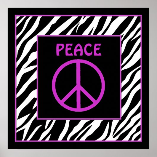 Poster Panneau de paix Zebra et violet Décor mural Affich (Devant)