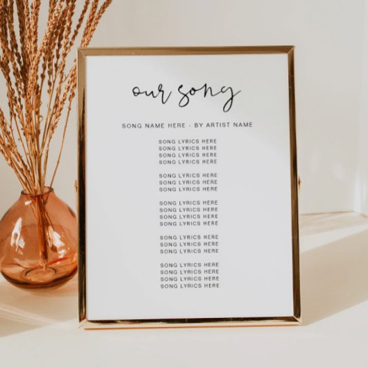 Poster Panneau de paroles de chanson de mariage, minimali