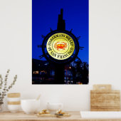 Poster Panneau de pêche à quai en soirée (Cuisine)