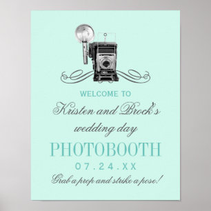 Poster Panneau de Photobooth de Mariage Aqua Appareil Pho