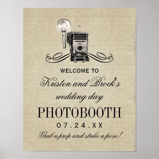 Poster Panneau de photobooth de mariage rustique à l'anci (Devant)