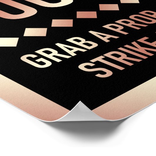 Poster Panneau de Photobooth Mariage Or Rose Moderne (Coin)