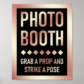 Poster Panneau de Photobooth Mariage Or Rose Moderne (Devant)