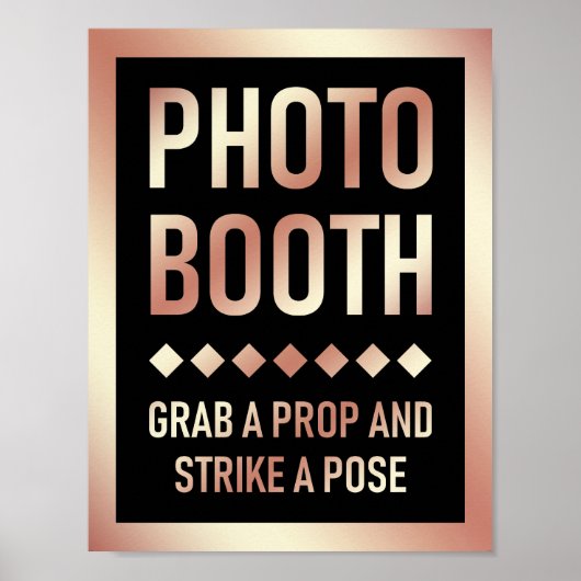 Poster Panneau de Photobooth Mariage Or Rose Moderne (Devant)