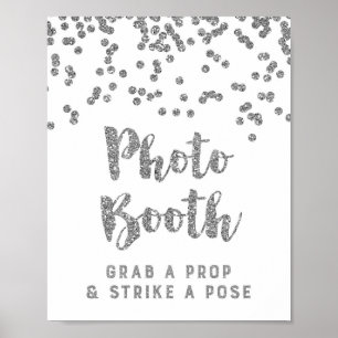 Poster Panneau de Photomaton de Mariage Confettis Argenté