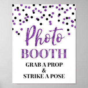 Poster Panneau de Photomaton de Mariage Confettis Noir Vi