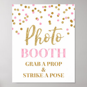 Poster Panneau de Photomaton de Mariage Confettis Rose Do