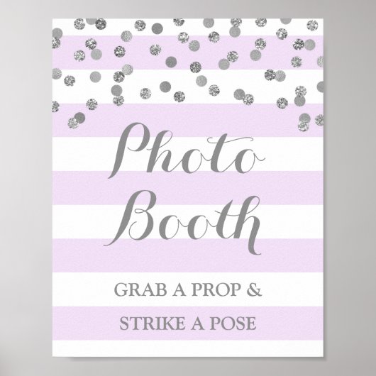 Poster Panneau de Photomaton de Mariage Confettis Violet (Devant)