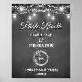 Poster Panneau de photomaton de mariage noir et blanc (Devant)