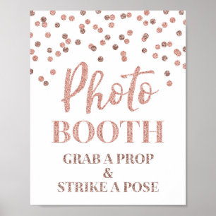 Poster Panneau de Photomaton de Mariage Rose Gold Confett