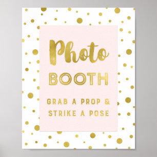 Poster Panneau de Photomaton de Mariage Rose Pâle Or Conf