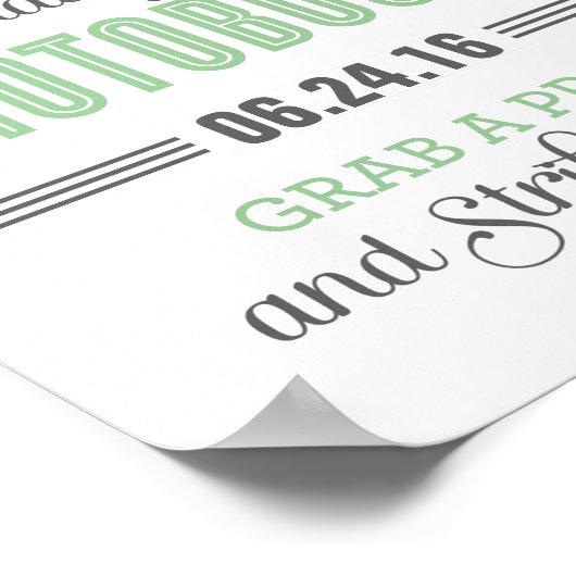 Poster Panneau de Photomaton de Mariage Vert Menthe (Coin)