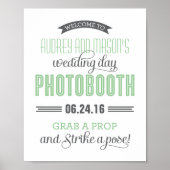 Poster Panneau de Photomaton de Mariage Vert Menthe (Devant)