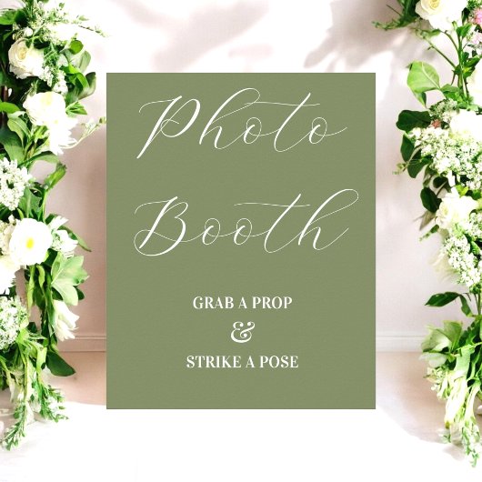 Poster Panneau de Photomaton de Mariage Vert Sauge 
