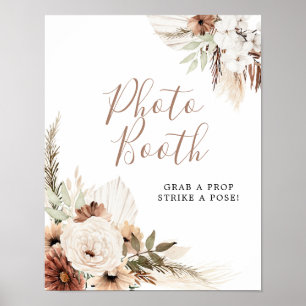 Poster Panneau de photomaton élégant beige boho herbe de 