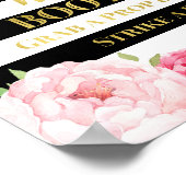 Poster Panneau de Photomaton Fleurs Roses Bandes Noires D (Coin)