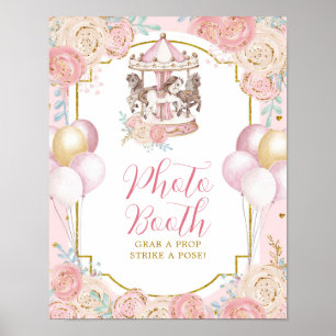 Poster Panneau de Photomaton Magique Rose et Or Carrousel
