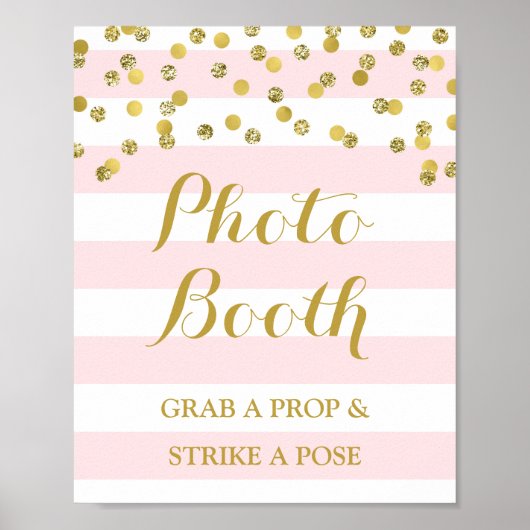 Poster Panneau de Photomaton Mariage Rayure Rose Confetti (Devant)