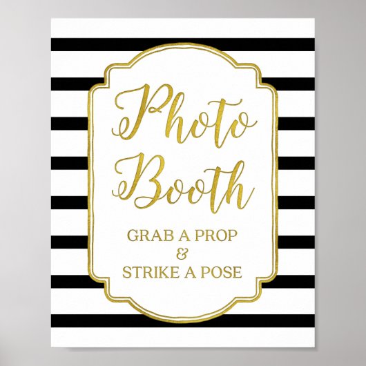 Poster Panneau de Photomaton Mariage Rayures Noires et Bl (Devant)